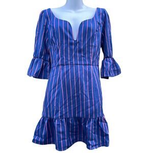 LPA Navy and Orange stripe Belle Sleeve mini dress